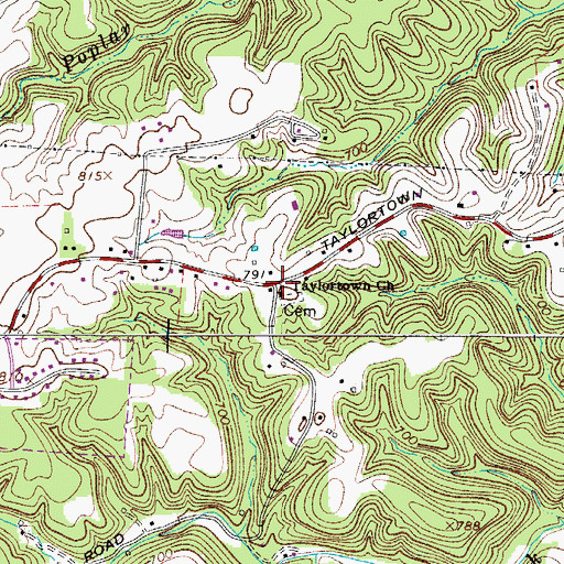 Topographic Map of Taylortown School (historical), TN