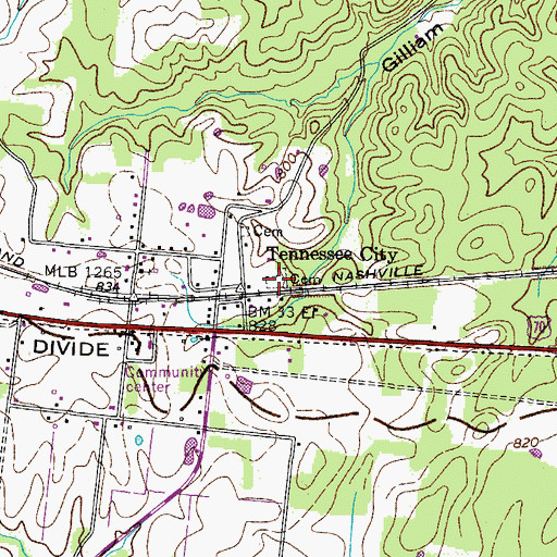 Topographic Map of Tennessee City Cemetery, TN