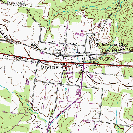 Topographic Map of Tennessee City School (historical), TN