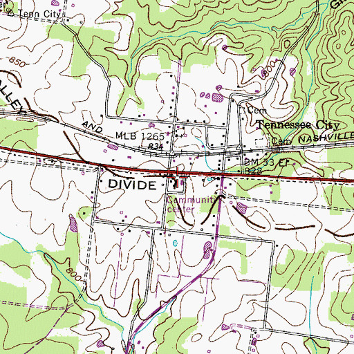 Topographic Map of Tennessee City United Methodist Church, TN