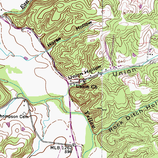 Topographic Map of Union School (historical), TN