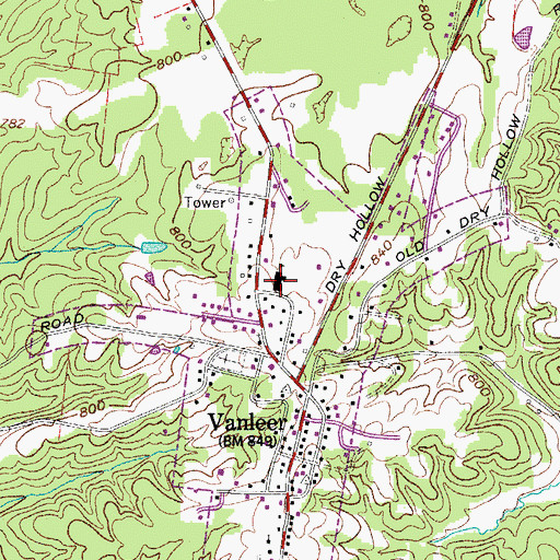 Topographic Map of Vanleer Elementary School, TN