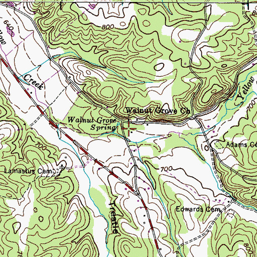 Topographic Map of Walnut Grove School (historical), TN