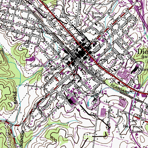 Topographic Map of Walnut Street Church of Christ, TN
