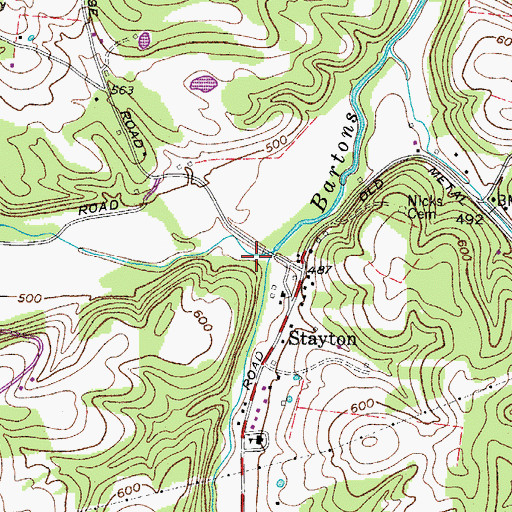 Topographic Map of Wards Mill (historical), TN