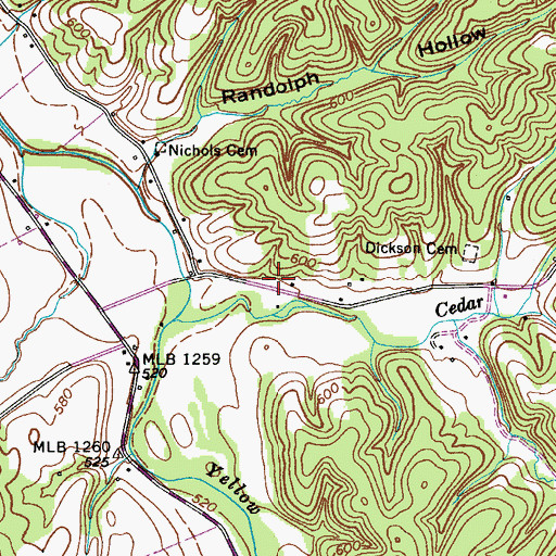 Topographic Map of Wesley Chapel School (historical), TN
