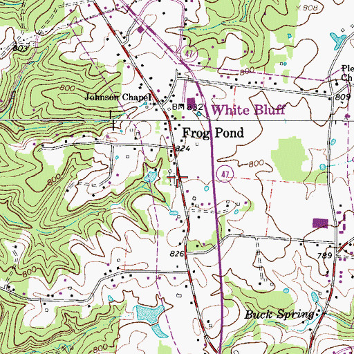 Topographic Map of White Bluff Cemetery, TN