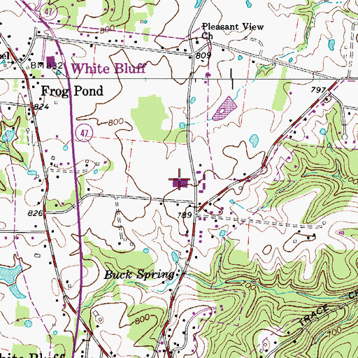 Topographic Map of White Bluff Elementary School, TN