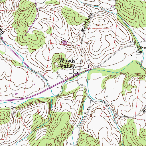 Topographic Map of Wood Valley School (historical), TN