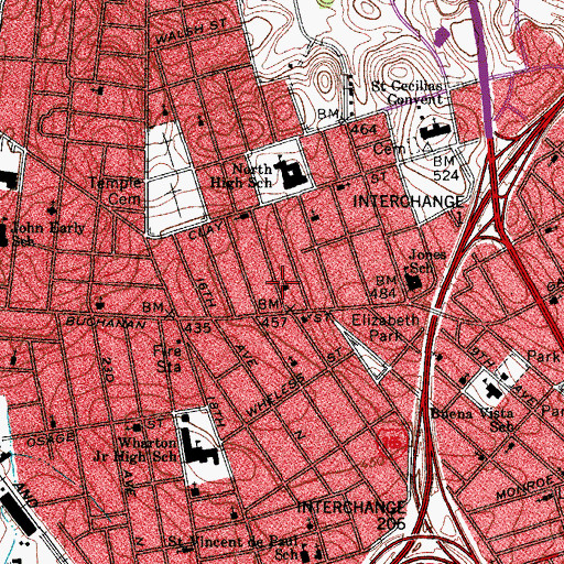 Topographic Map of Abyssinian Baptist Church, TN