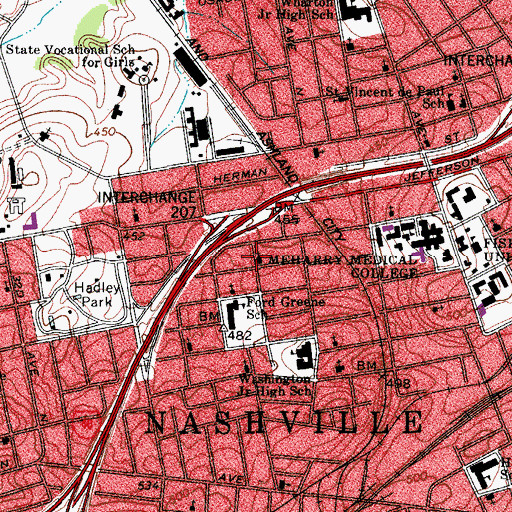 Topographic Map of Alameda Street Christian Church, TN