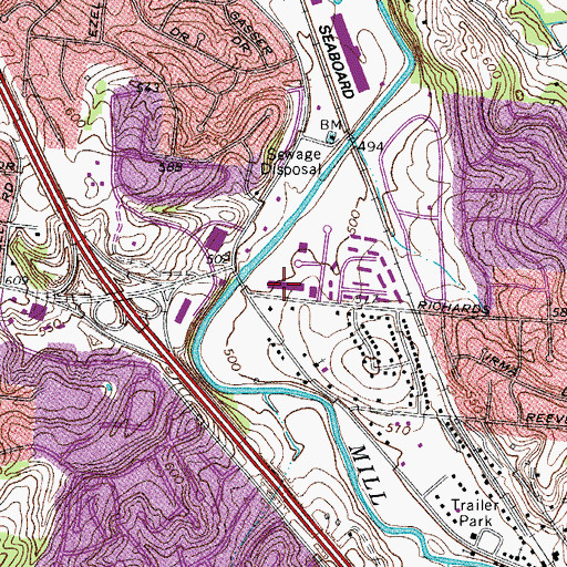Topographic Map of Antioch Shopping Center, TN