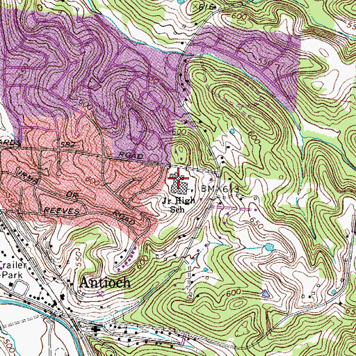 Topographic Map of Apollo Junior High School, TN