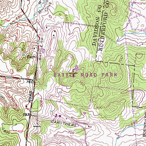 Topographic Map of Battle Road Park, TN