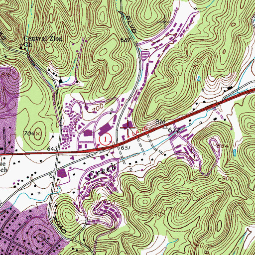 Topographic Map of Belle Forest Shopping Center, TN