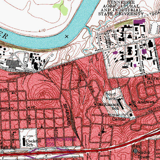 Topographic Map of Belle Meade United Primitive Baptist Church, TN