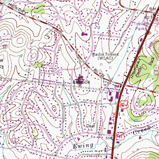 Topographic Map of Bellshire Elementary School, TN