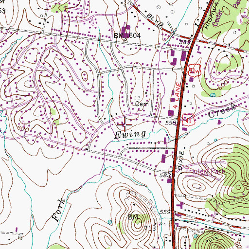 Topographic Map of Bellshire United Methodist Church, TN
