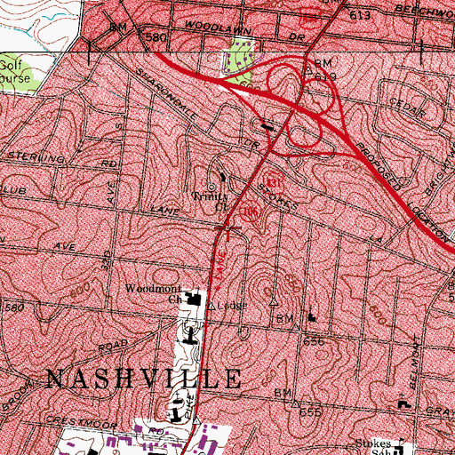 Topographic Map of Benton Hall High School, TN