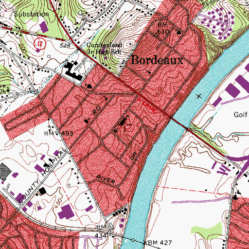 Topographic Map of Bordeaux Enhanced Option Elementary School, TN