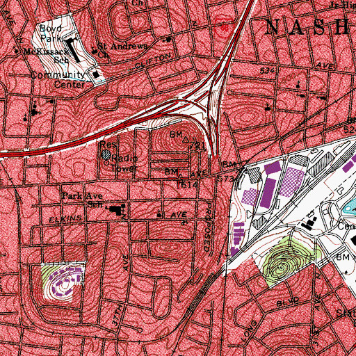 Topographic Map of Born Again Church, TN
