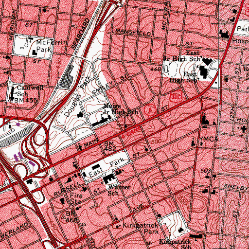 Topographic Map of Braden United Methodist Church, TN