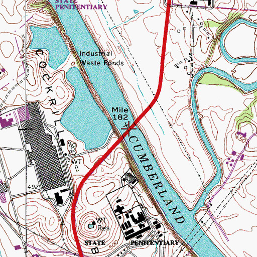 Topographic Map of Briley Parkway Bridge, TN