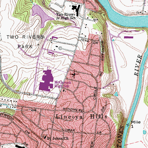Topographic Map of Calvary Assembly of God Church, TN
