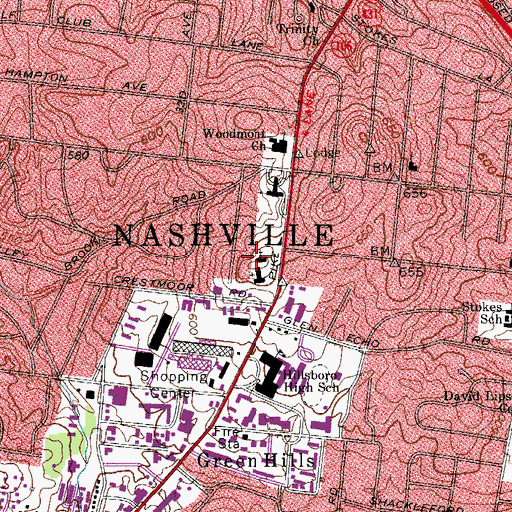 Topographic Map of Calvary United Methodist Church, TN