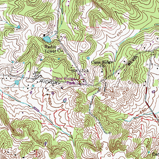 Topographic Map of Cane Ridge Park, TN