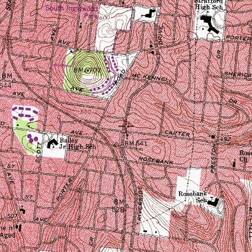 Topographic Map of Central Baptist Church, TN