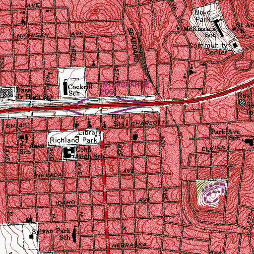Topographic Map of Charlotte Avenue Medical Clinic, TN