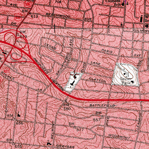 Topographic Map of Christ the King Catholic Church, TN