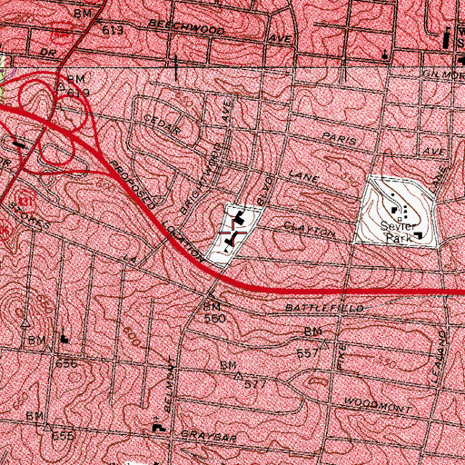 Topographic Map of Christ the King School, TN