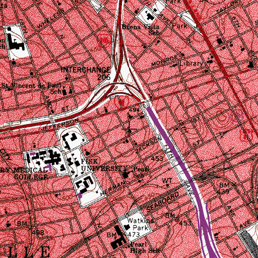 Topographic Map of Clark Memorial United Methodist Church, TN