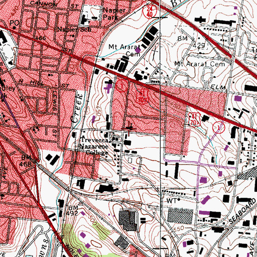 Topographic Map of College Hill Church of the Nazarene, TN