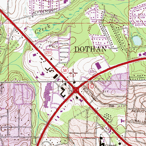 Topographic Map of Wiregrass Mall Shopping Center, AL