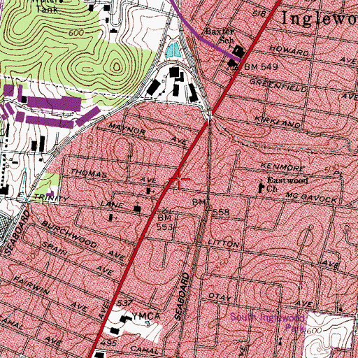 Topographic Map of Crescent Plaza Shopping Center, TN