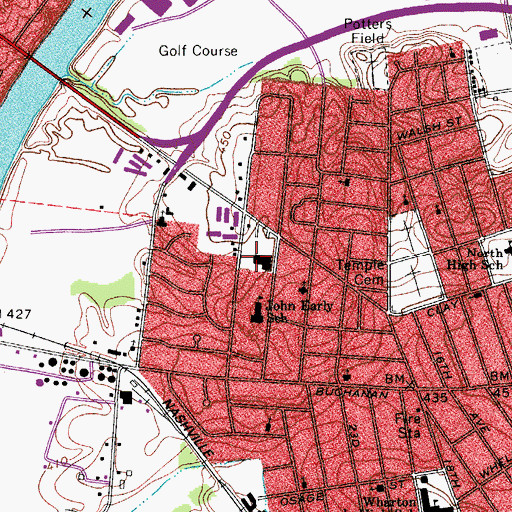 Topographic Map of Cumberland Park Shopping Center, TN