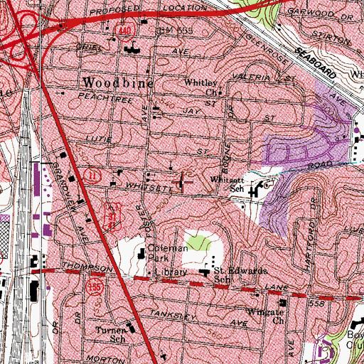 Topographic Map of Cumberland Primitive Baptist Tabernacle, TN