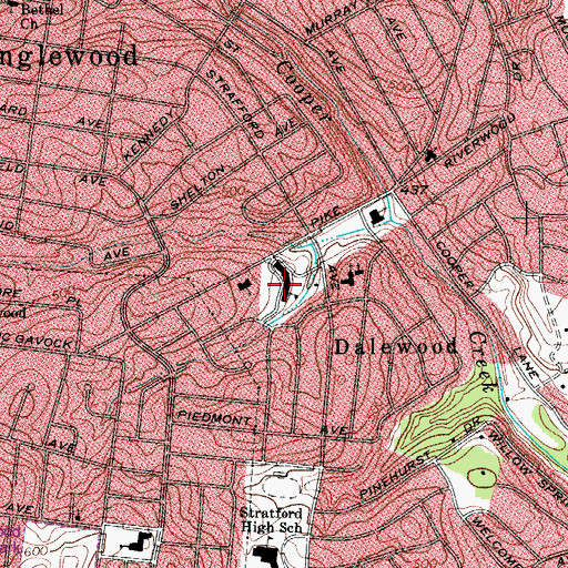 Topographic Map of Dalewood School, TN