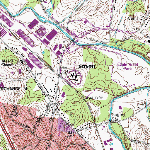 Topographic Map of DeBerry Correctional Institutue, TN