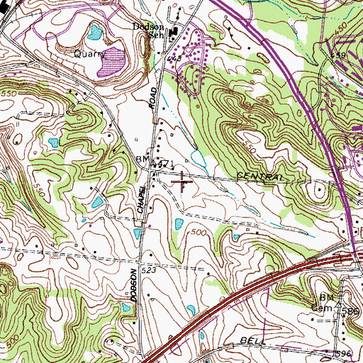 Topographic Map of Dodson Chapel United Methodist Church, TN
