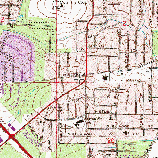 Topographic Map of Woodland Shopping Center, AL