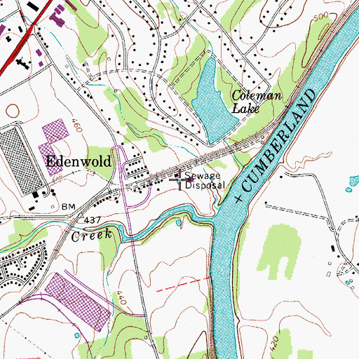 Topographic Map of Dry Creek Wastewater Plant, TN