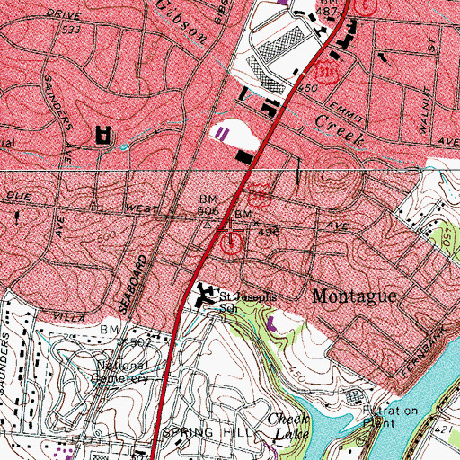 Topographic Map of Due West Shopping Center, TN