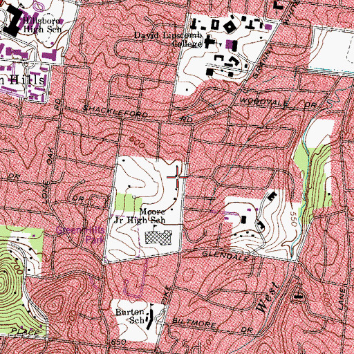 Topographic Map of Duncanwood School, TN
