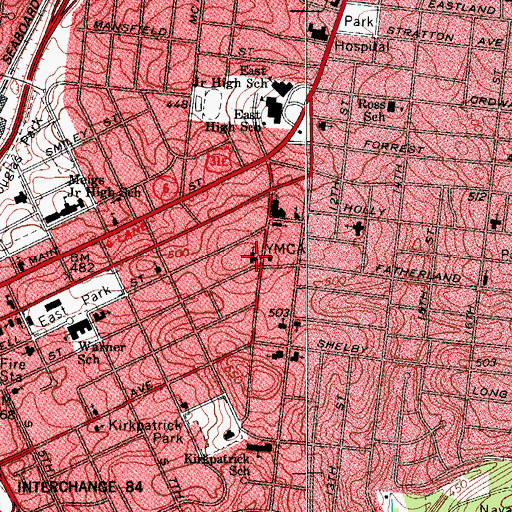 Topographic Map of East Nashville Head Start Center, TN