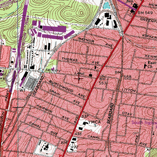 Topographic Map of East Nashville United Pentecostal Church, TN