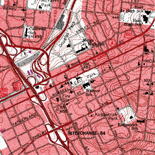 Topographic Map of East Park Community Center, TN